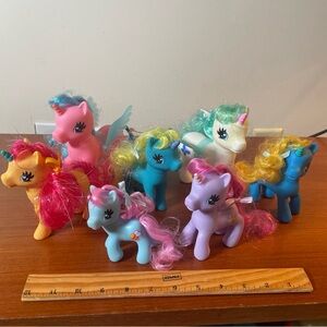 Little Pony Lot Of 7 toys With Combable Brushable Hair 4-5 inches